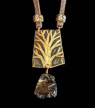 tree & smoky quartz pendant necklace