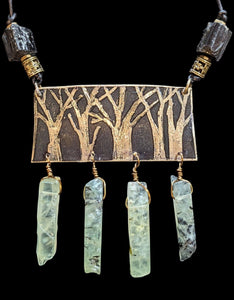 Prehnite & Tourmaline Trees Set