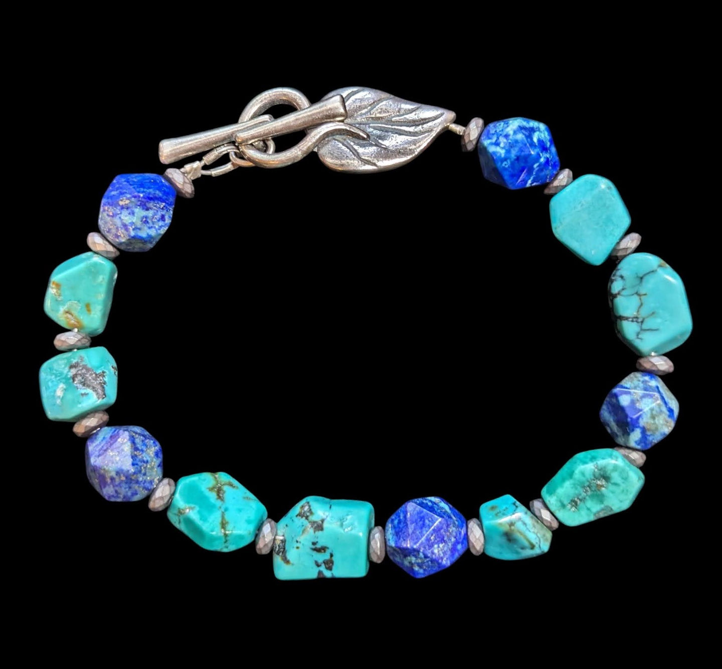turquoise & azurite leaf bracelet