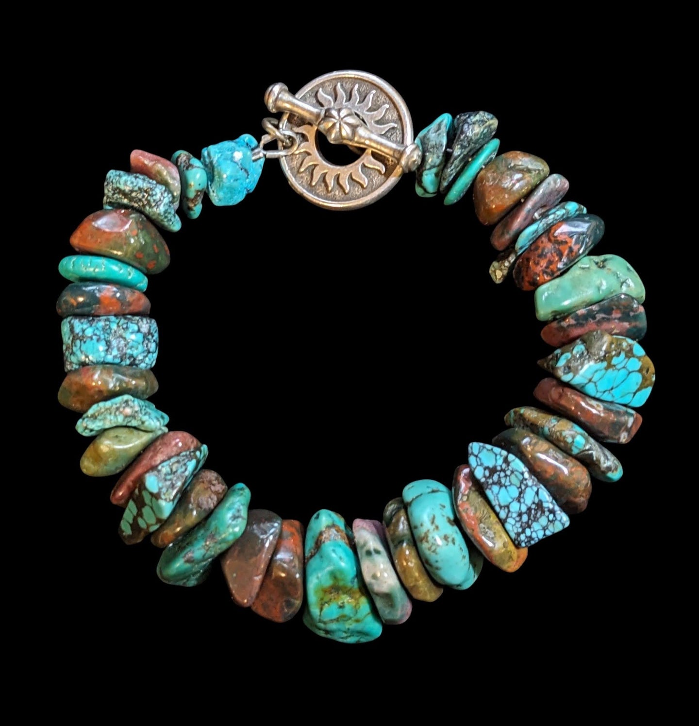 turquoise & bloodstone sun bracelet