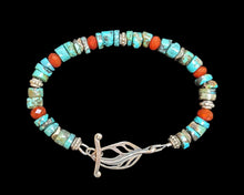 turquoise & carnelian leaf bracelet