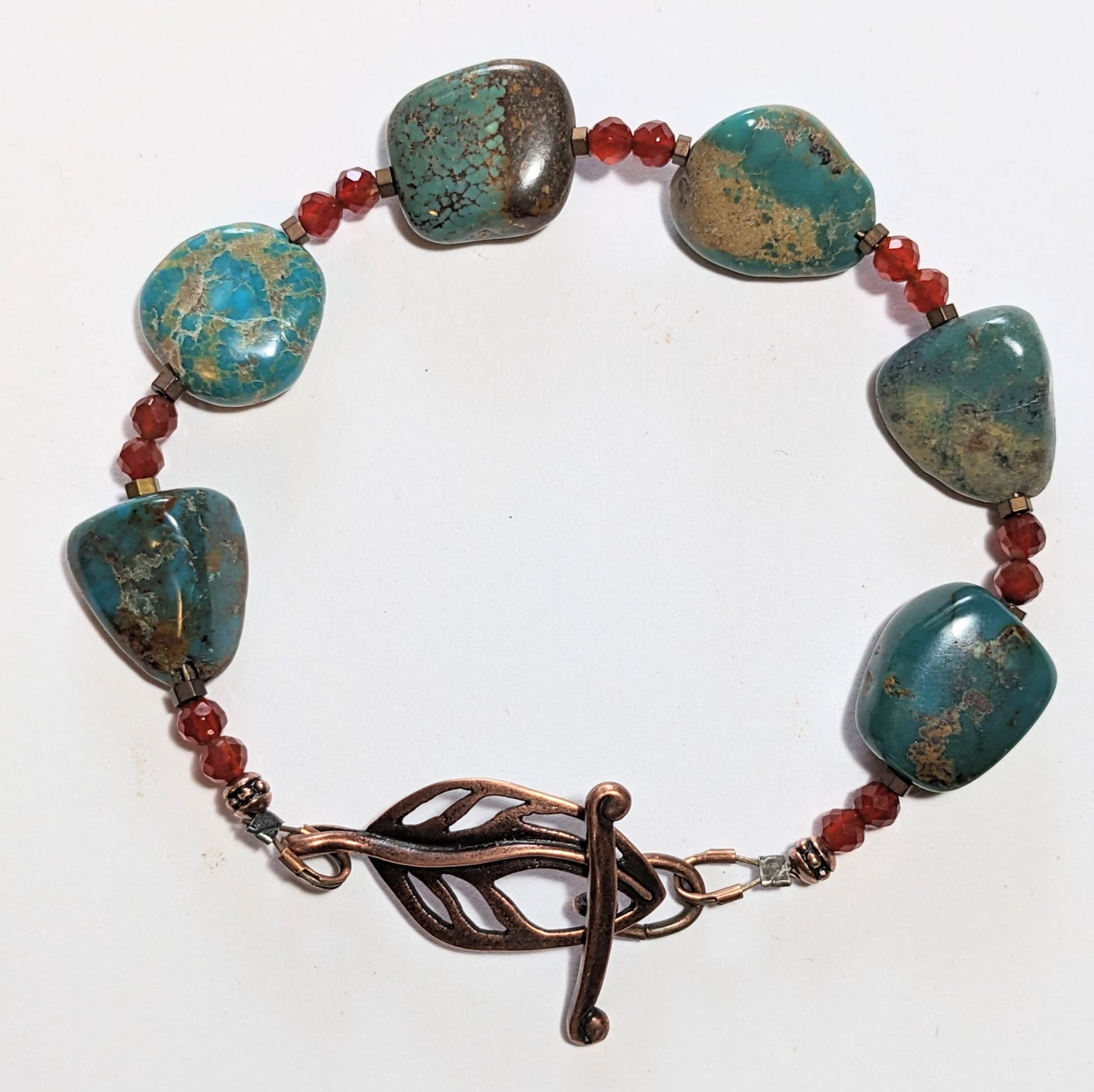turquoise & agate leaf bracelet