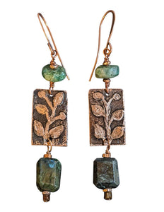 Leaf & Vine Green Labradorite Earrings