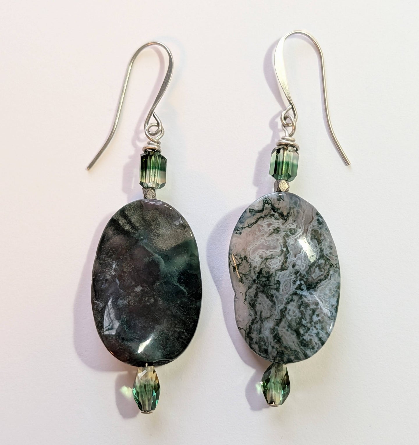 wavy moss agate earrings