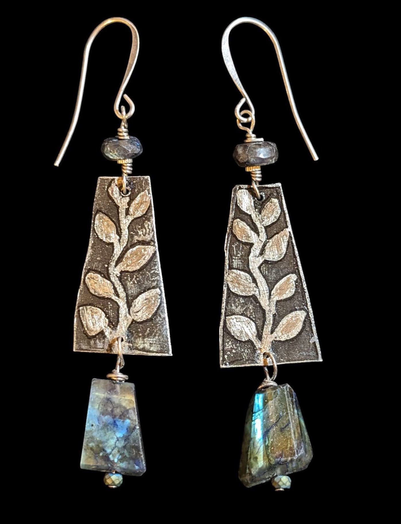 leaf & vine blue labradorite earrings