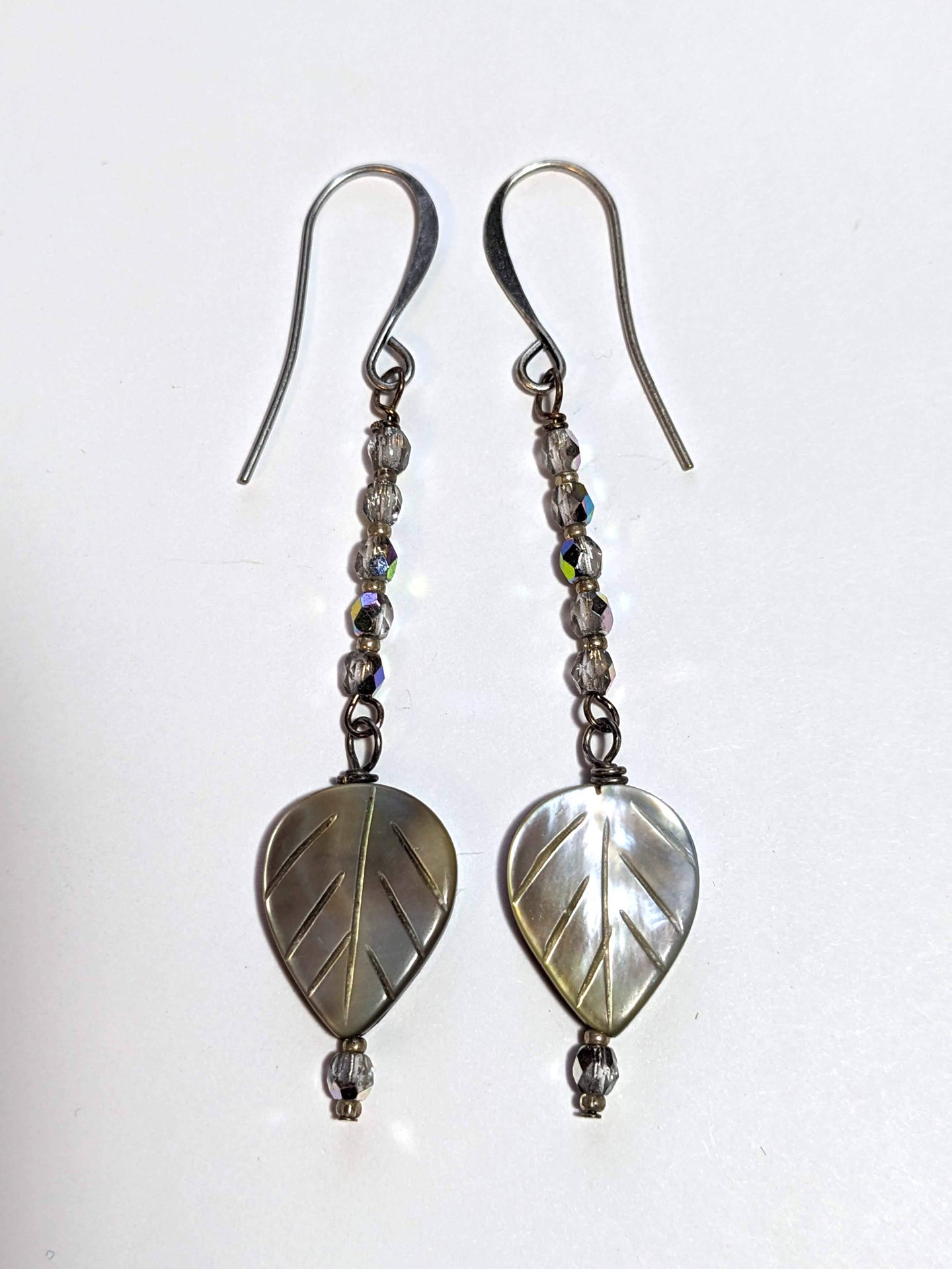 carved leaf shell earrings