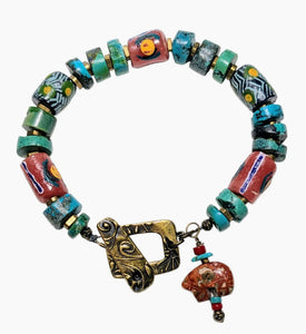 African Glass & Turquoise Bracelet