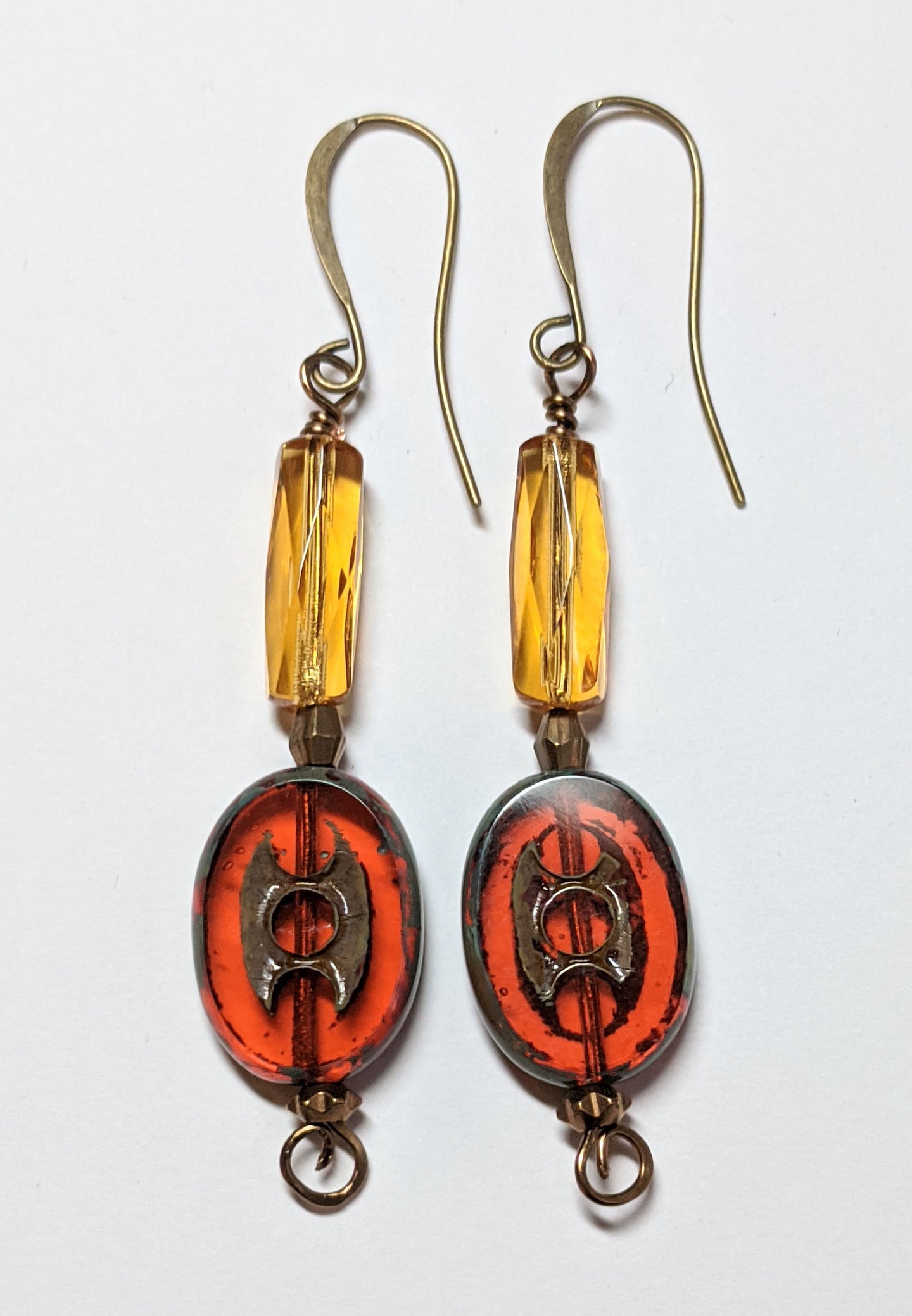 amber czech glass earrings - sunroot studio
