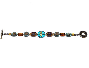 Aqua Dragonfly Czech glass bracelet