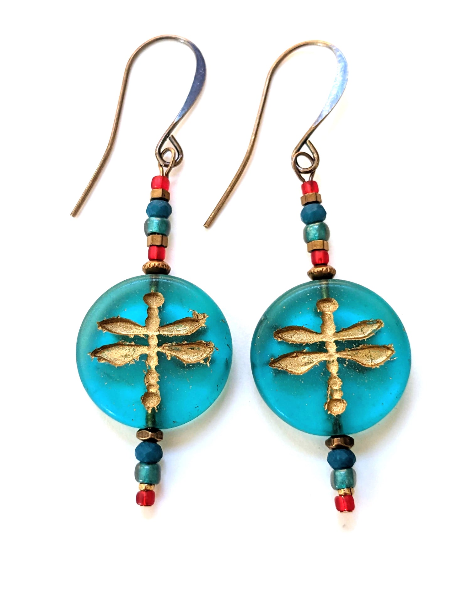 aqua dragonfly earrings