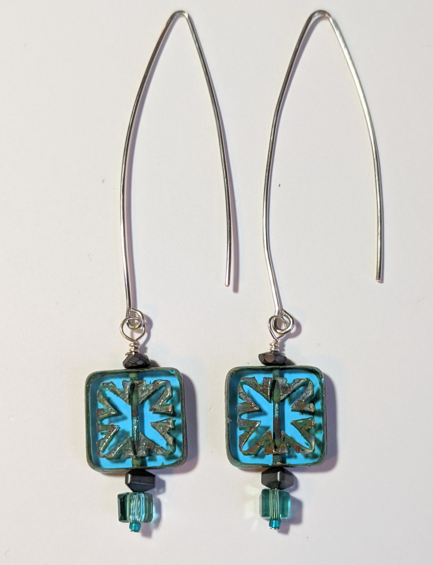blue star czech glass earrings # 3 - sunroot studio