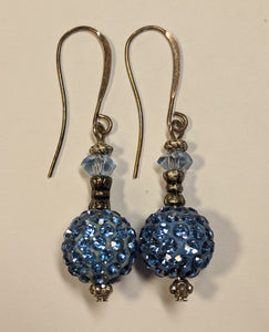 Blue Shamballa Earrings - Sunroot Studio