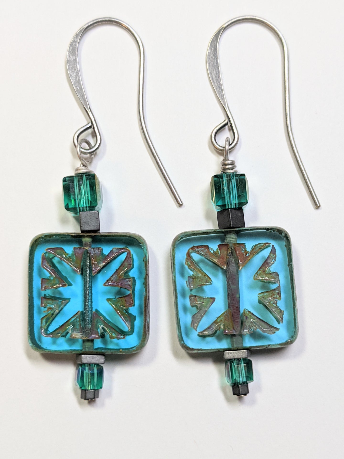 blue star czech glass earrings  # 1 - sunroot studio