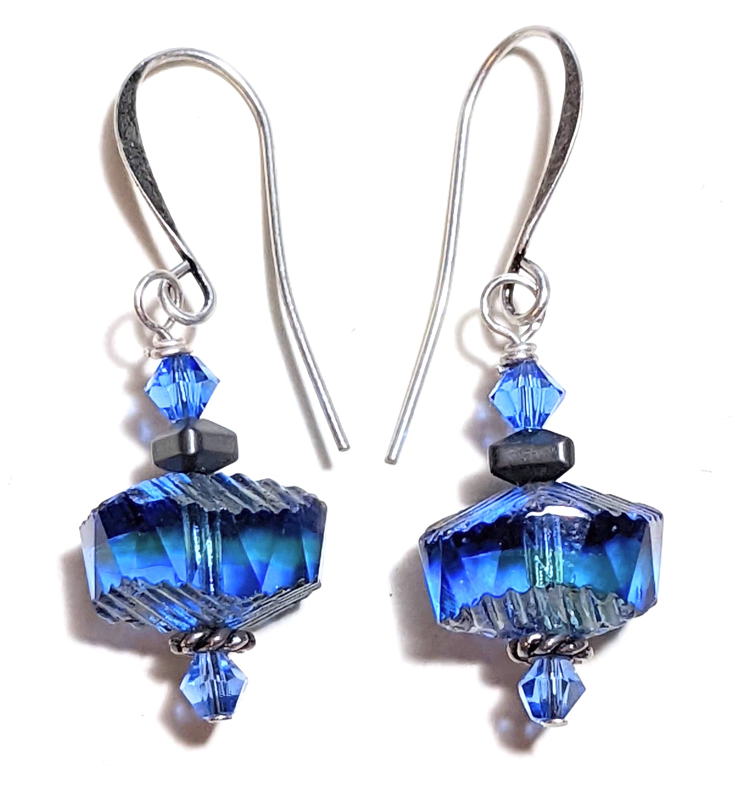 blue & green czech glass earrings