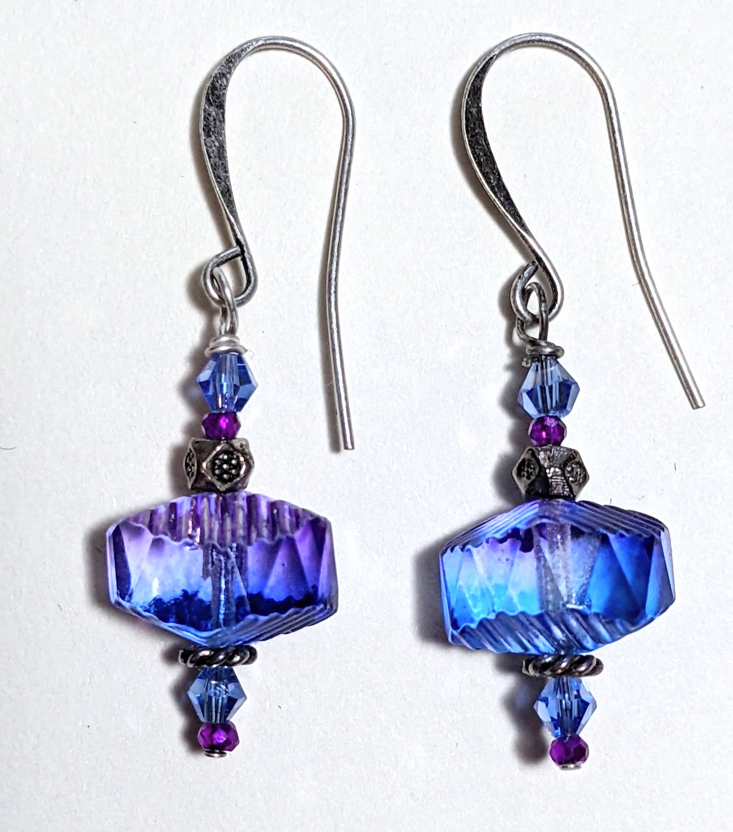 purple & blue czech glass earrings