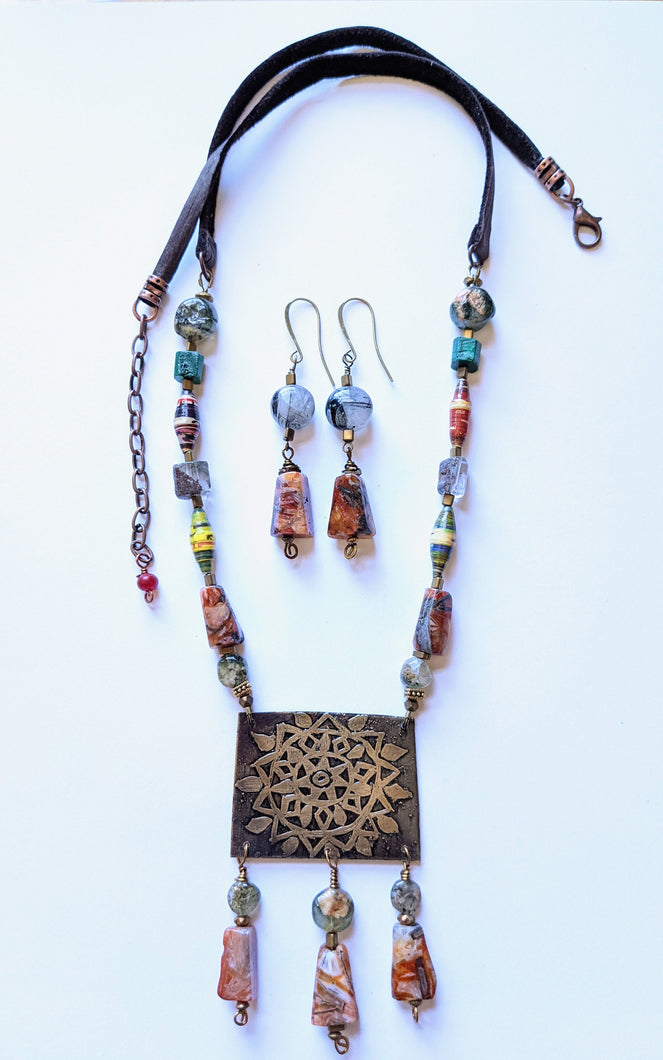Brass Tribal Sun Necklace Set - Sunroot Studio