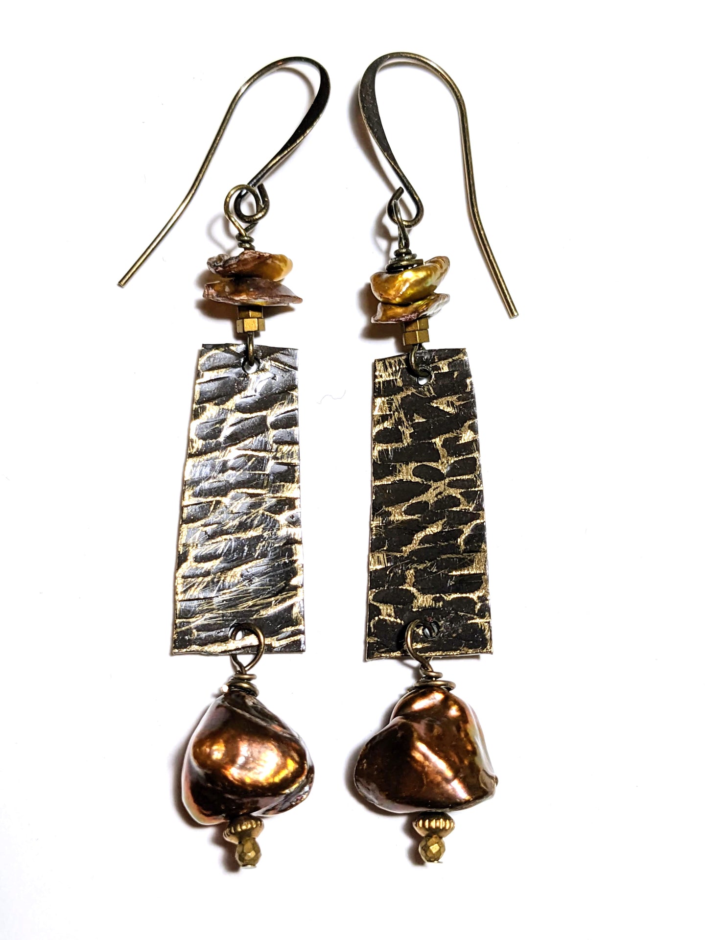 brass & pearl earrings # 1