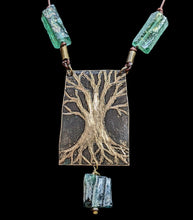 bronze tree & roman glass set