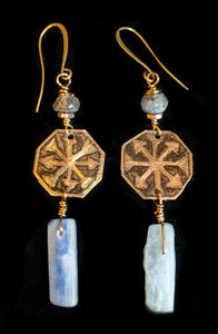Bronze & Kyanite Earrings - Sunroot Studio