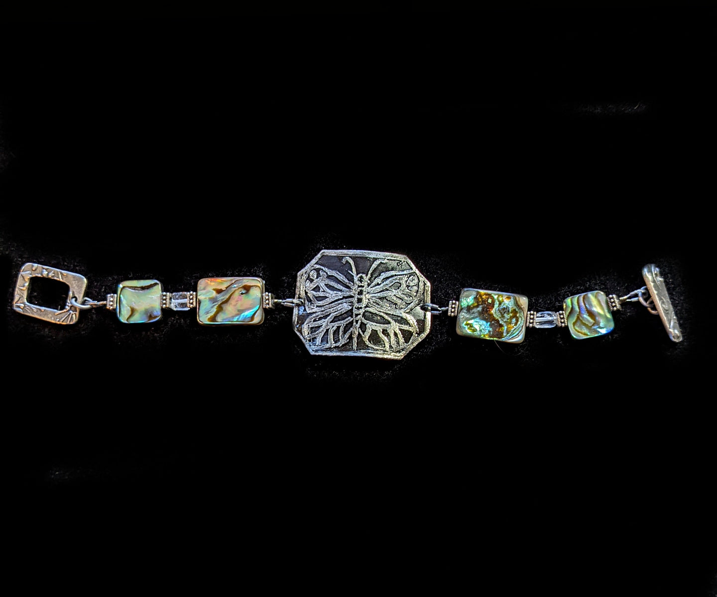 butterfly & abalone shell bracelet