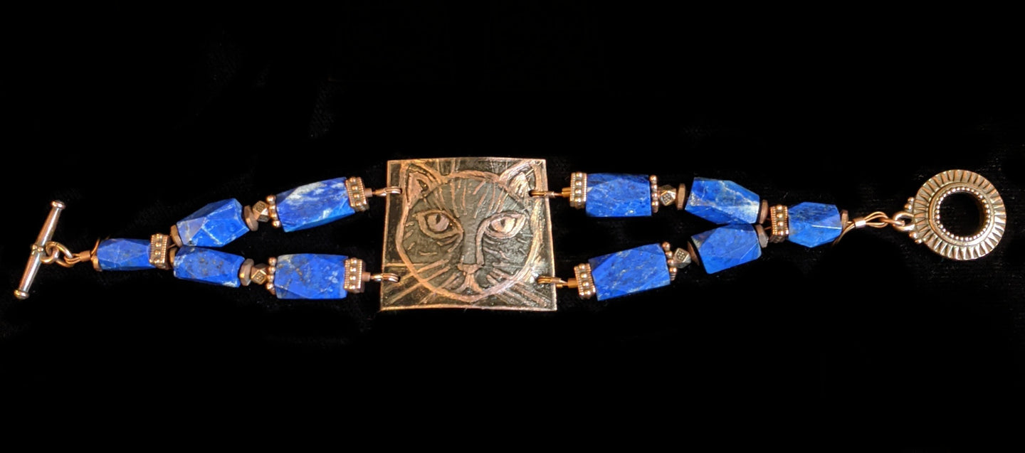 copper cat & lapis bracelet