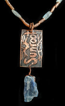 copper leaf & kyanite pendant set