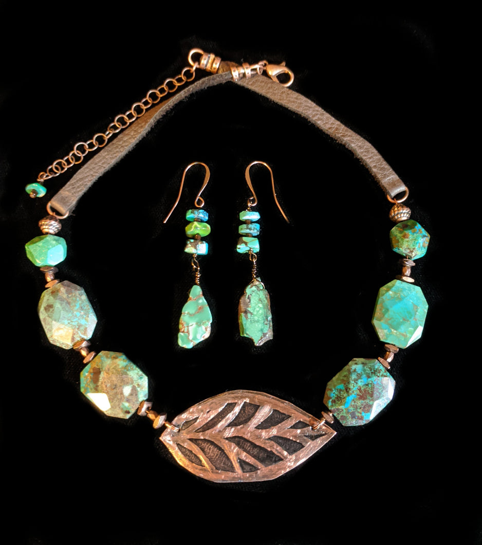 Copper Leaf & Chrysocolla Set - Sunroot Studio