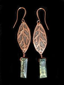 Copper Leaf & Labradorite Earrings