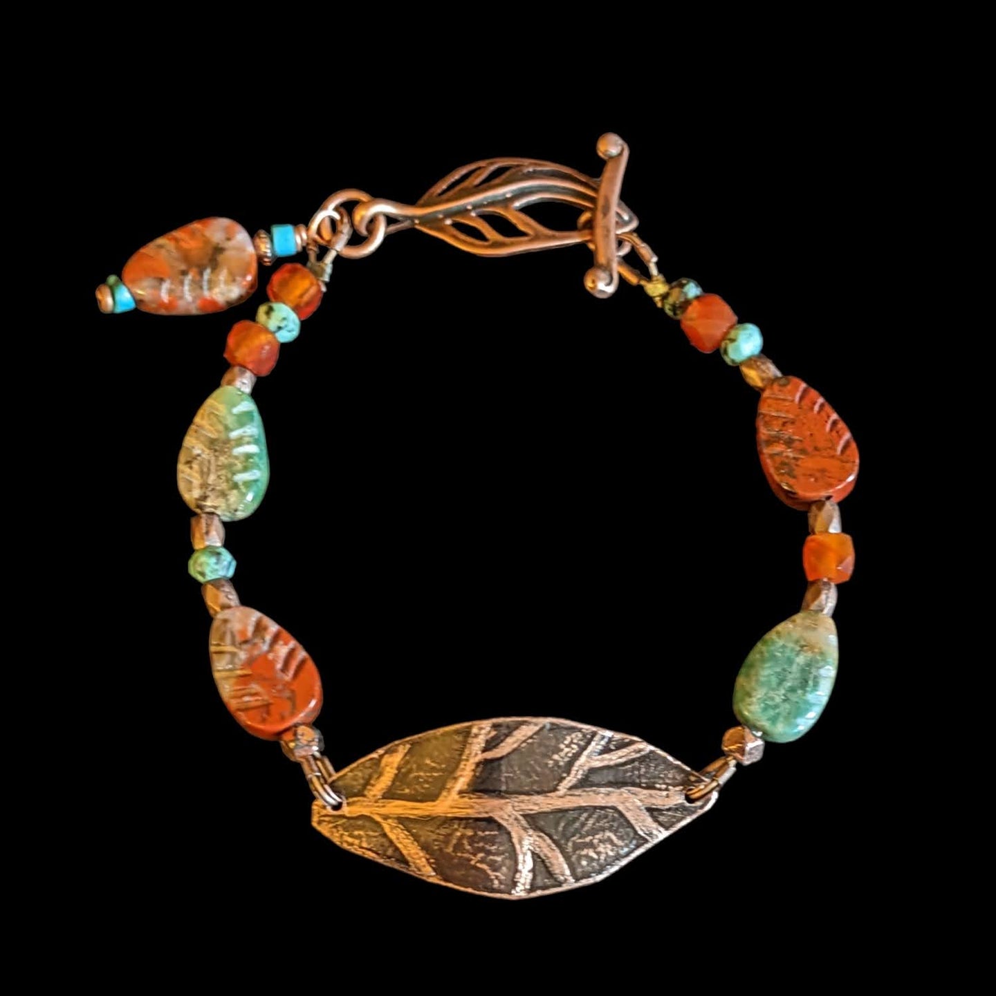 copper leaf & mixed stones bracelet