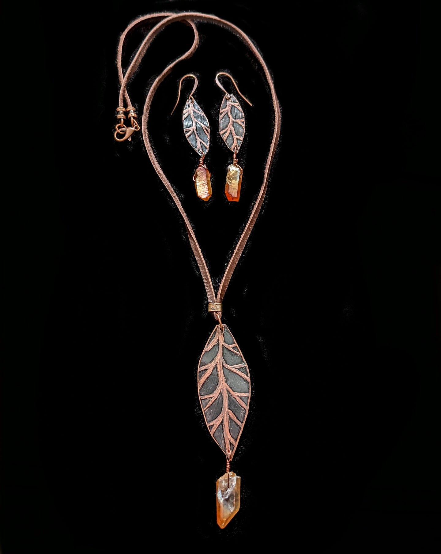copper leaf & quartz set