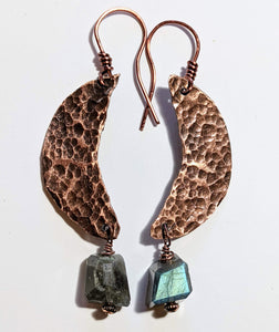 Copper Moon & Labradorite Earrings