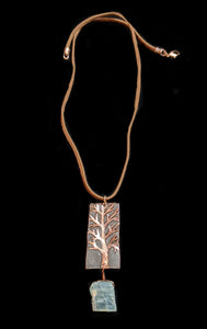 Copper Tree & Kyanite Pendant Set