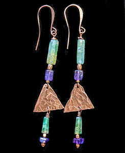 Copper Triangle Earrings # 2 -Sunroot Studio