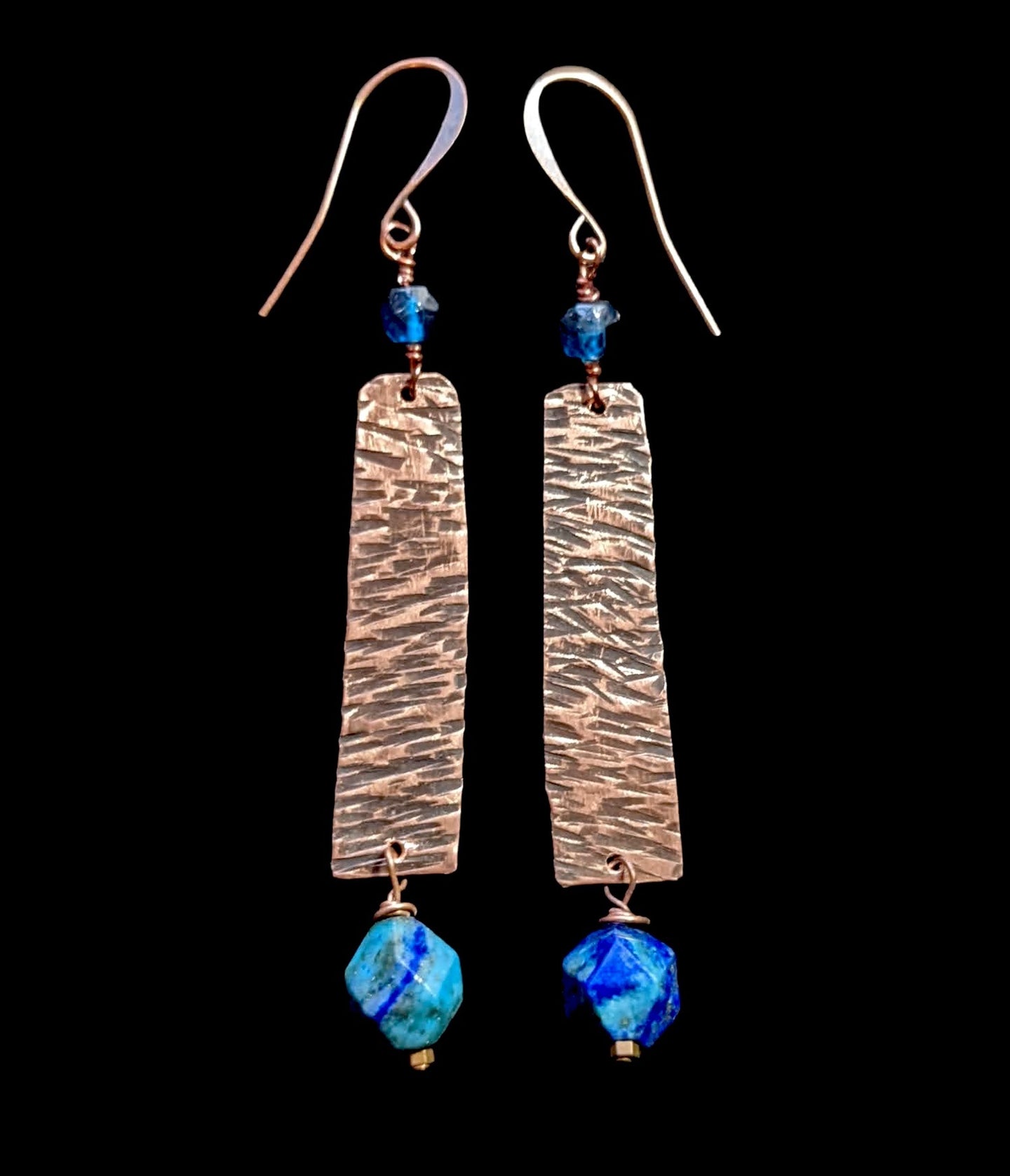 copper & azurite earrings