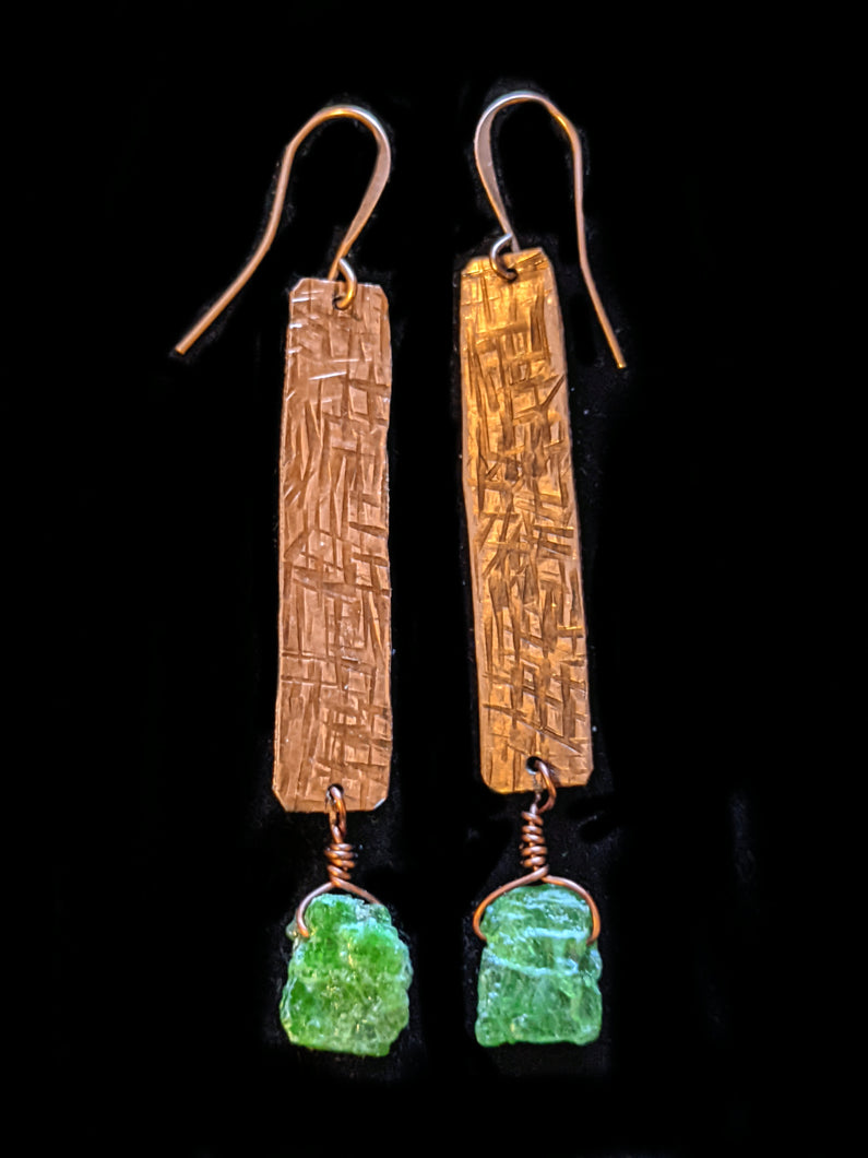 Copper & Diopside Earrings - Sunroot Studio