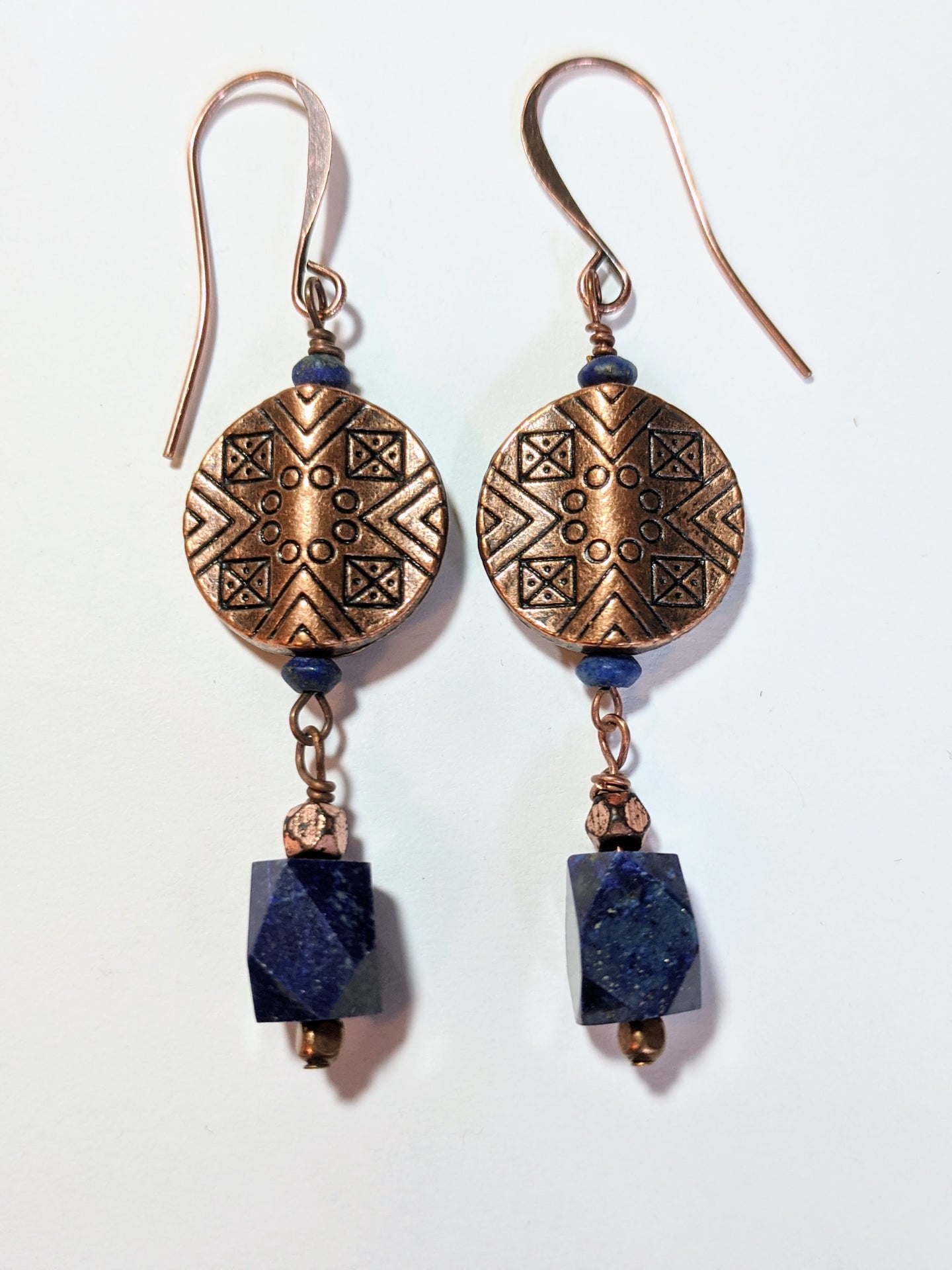 copper & lapis earrings - sunroot studio