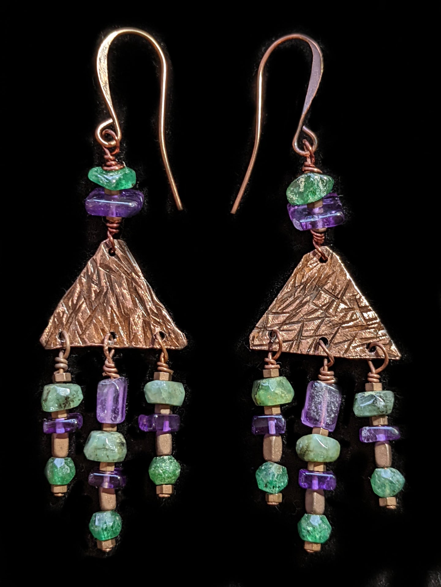 copper triangle earrings - sunroot studio
