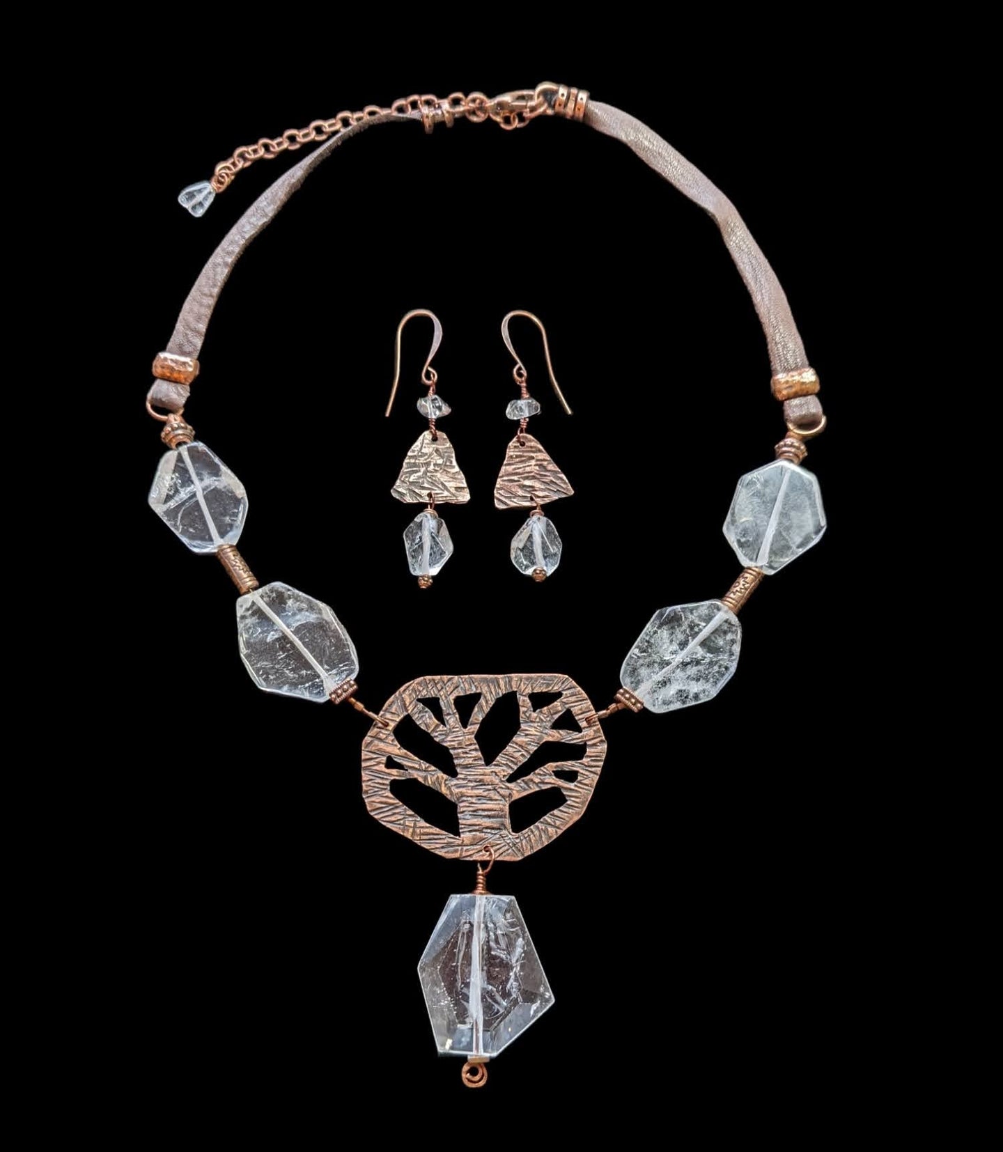 copper tree & quartz set