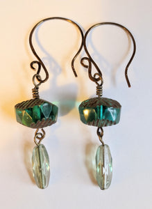 Emerald Czech Glass Earrings #2 - Sunroot Studio