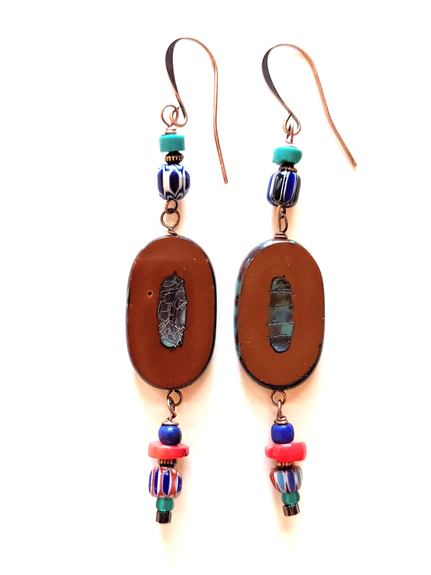 czech & african glass earrings