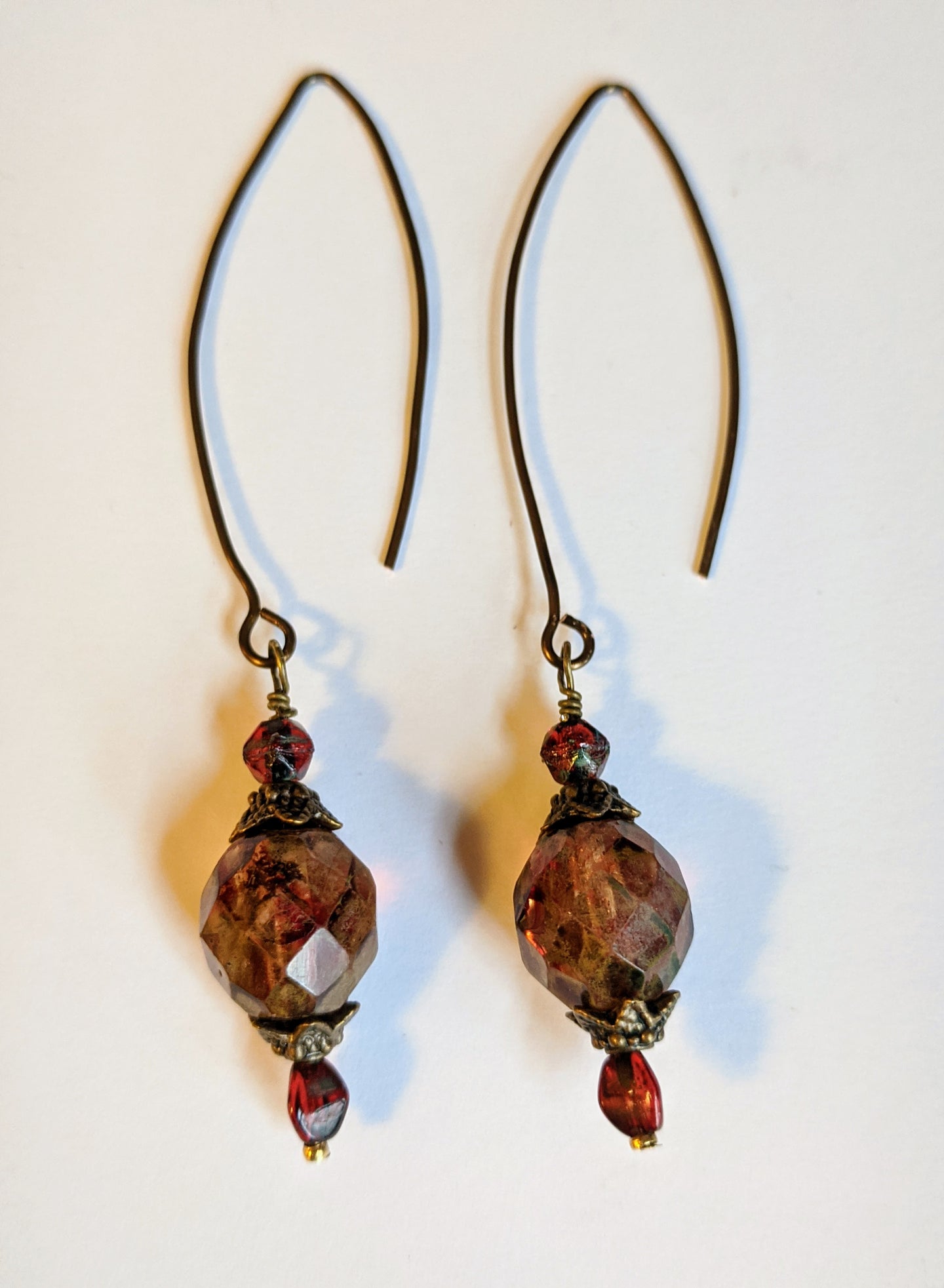 dark amber czech glass earrings - sunroot studio