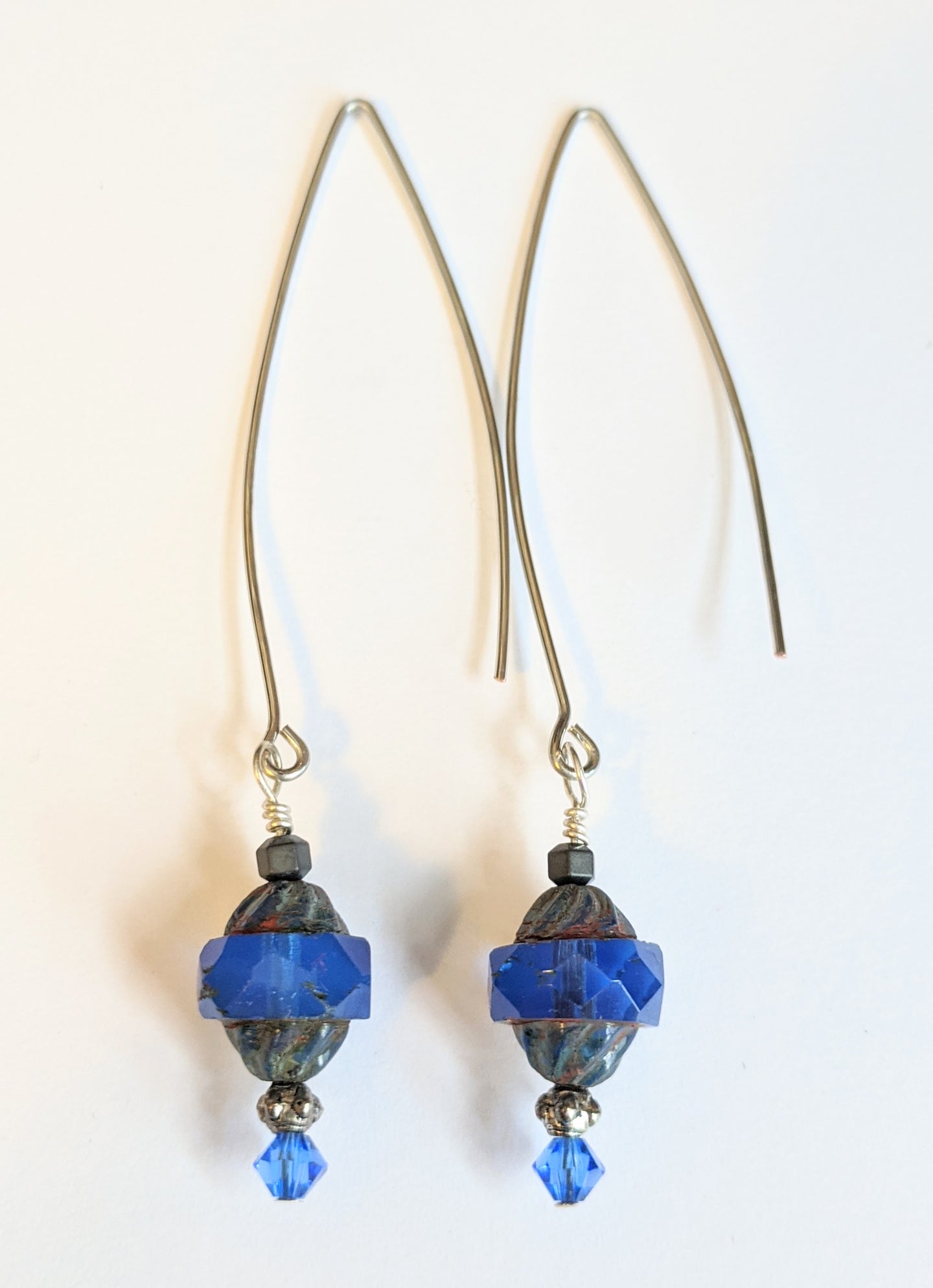 dark periwinkle czech glass earrings - sunroot studio