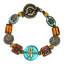 aqua dragonfly czech glass bracelet