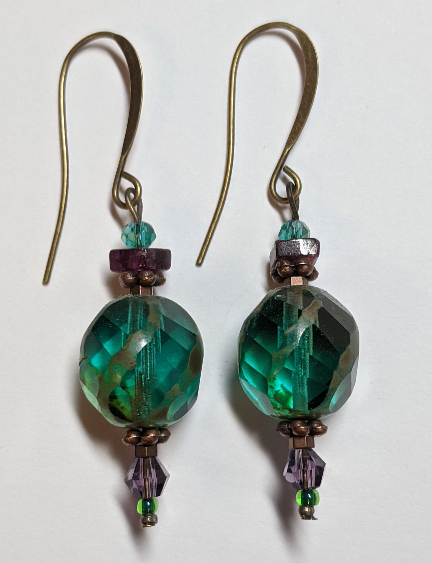 faceted glass & garnet earrings - sunroot studio