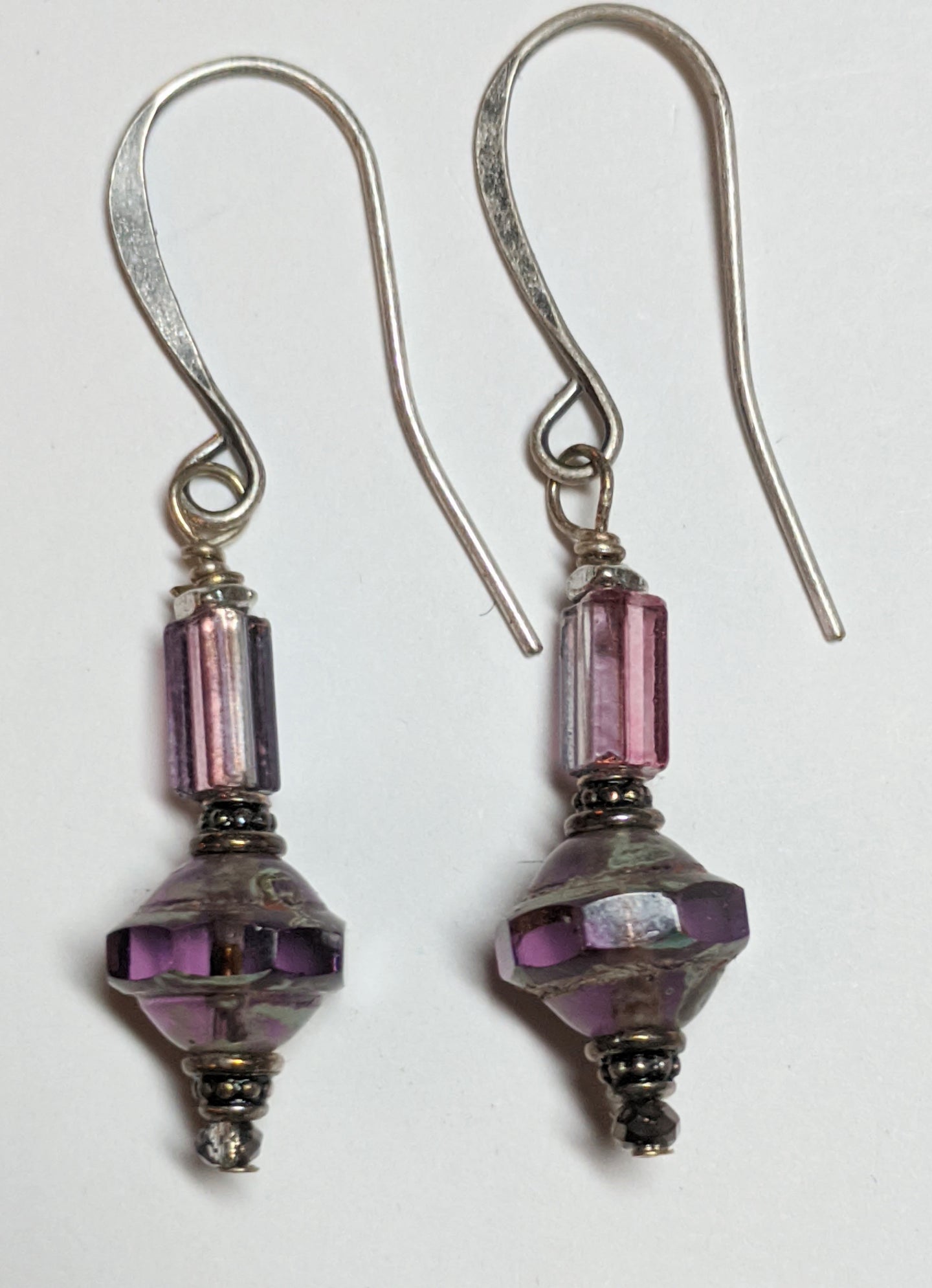 faceted purple czech glass earrings - sunroot studio