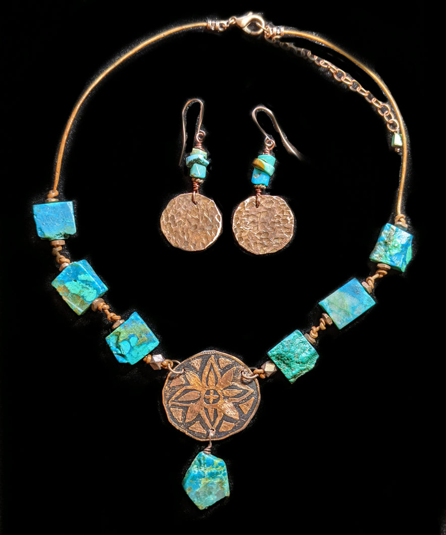 Flower & Chrysocolla Set - Sunroot Studio