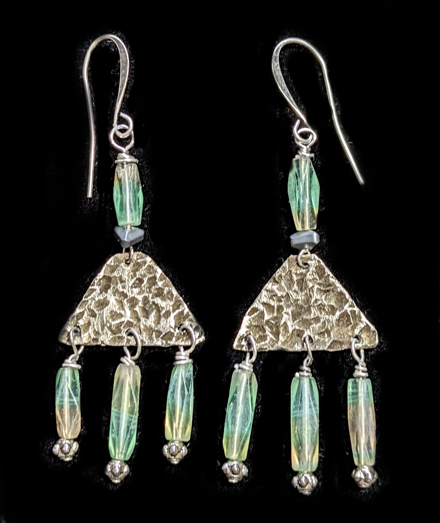 fluorite triangle earrings