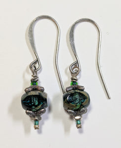 Forest Green Czech Glass Earrings #1 - Sunroot Studio