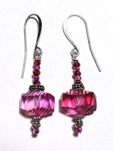 Fuchsia Glass Earrings