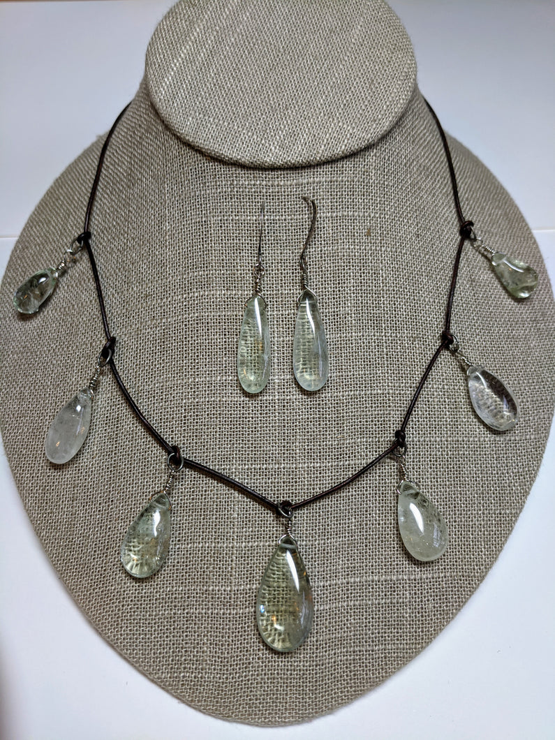 Green Amethyst & Leather Set - Sunroot Studio